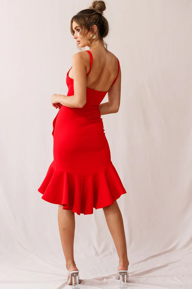 Cartagena High-Low Asymmetric Salsa Dress Red