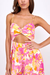 Tammi Cut-Out Waist Jumpsuit Floral Blush