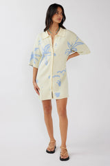 Nalani Button Up Knit Dress Lemon/Baby Blue