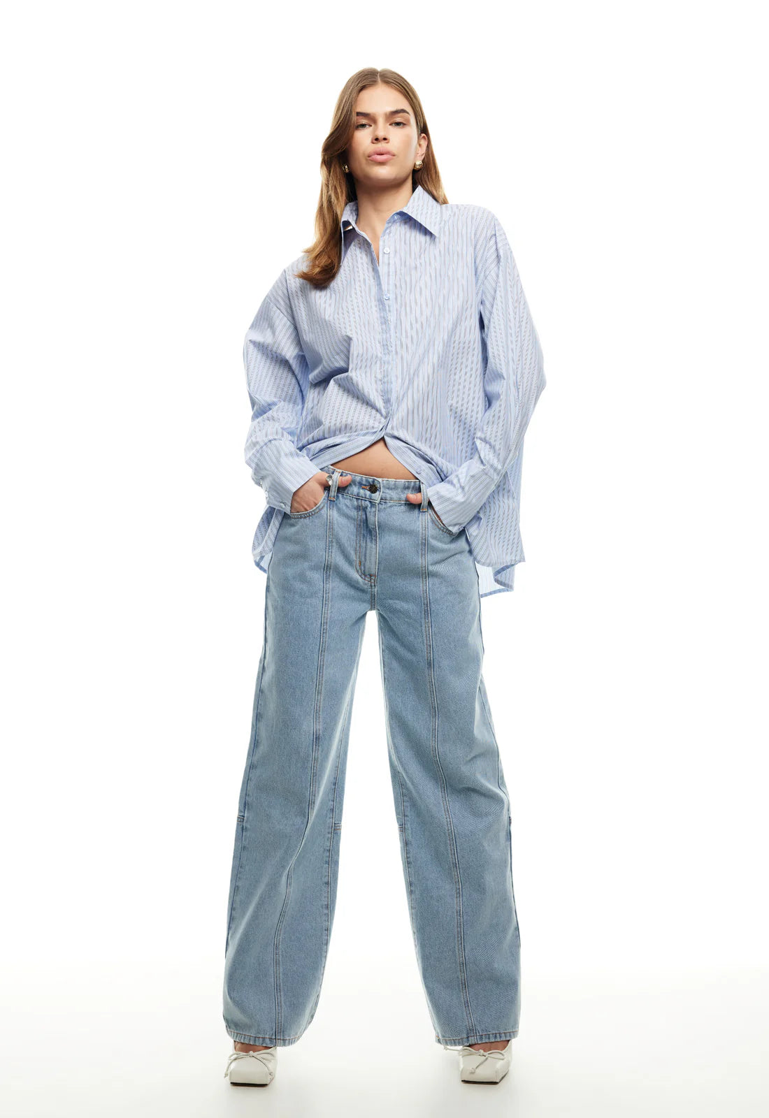LIONESS Boyfriend Shirt Blue