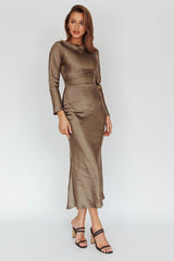 Loveland Cowl Back Midi Dress Olive