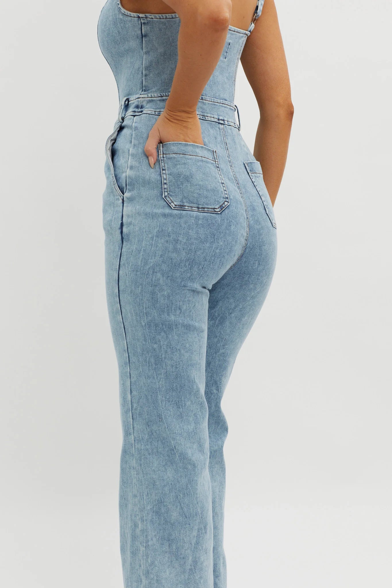 Intermission Flared Leg Jumpsuit Denim