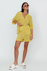 Just A Hunch Button Crochet Shirt Avocado/Pumpkin