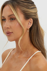 Sunday Chain Hoop Square Dangle Earrings Gold
