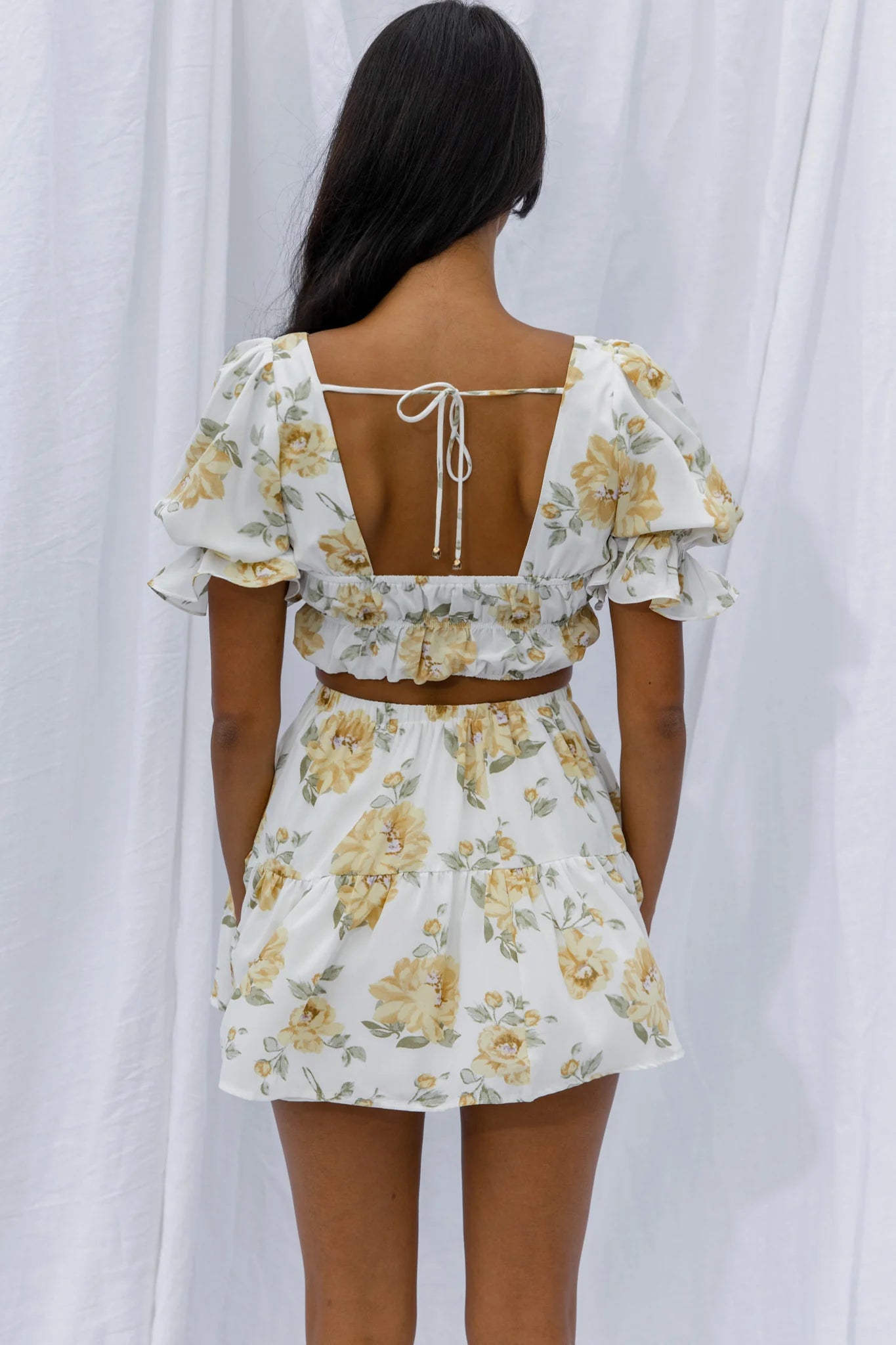 Lilibet Flounce Mini Skirt Floral White