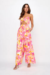 Tammi Cut-Out Waist Jumpsuit Floral Blush